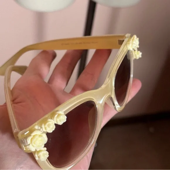 Vintage 90 Y2K Esprit Cream white retro Floral Coquette Girl feminine Sunglasses - Picture 16 of 16